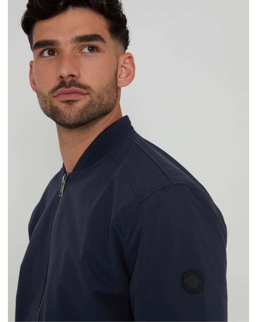 Threadbare Blue Showerproof Classic Bomber Jacket for men