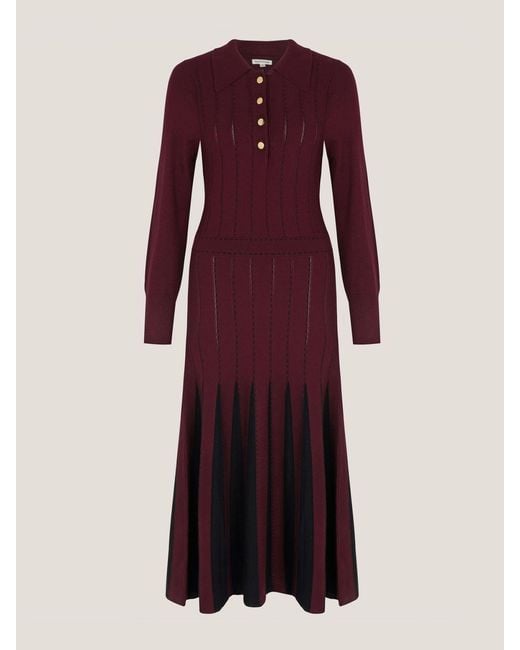Monsoon Purple Prue Knit Pleated Shirt Dress