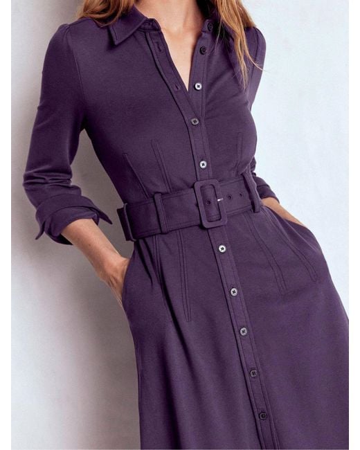 Boden Purple Anita Long Sleeve Shirt Dress