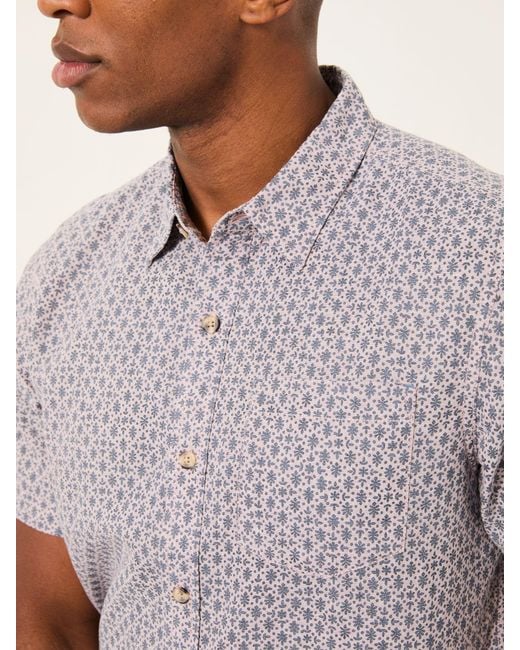 FatFace Purple Fatface Short Sleeve Woodblock Print Shirt for men