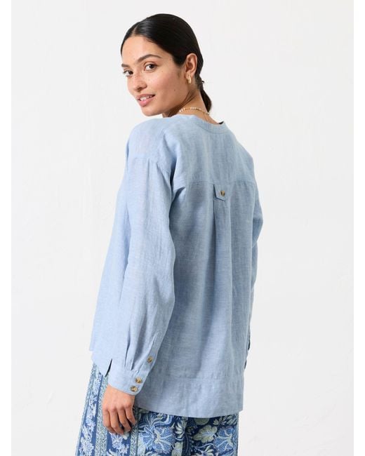 FatFace Blue Fatface Julia Petite Linen Popover