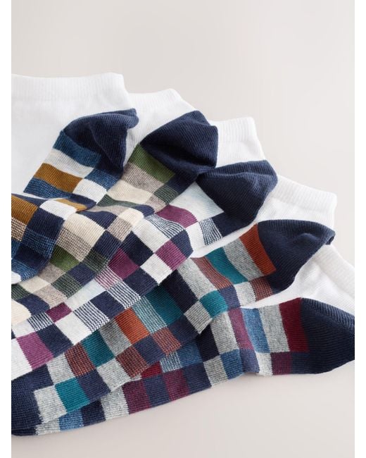 Next Blue Pattern Trainers Socks 5 Pack for men