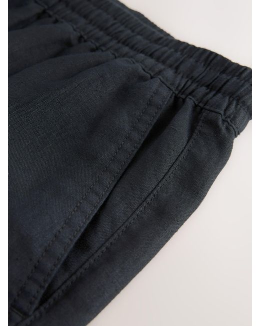 Next Black Signature 100% Linen Elasticated Waist Shorts for men