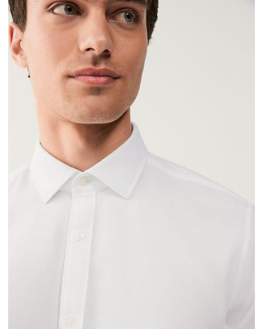 Next White Regular Fit Washed Dobby Long Sleeve Smart Cutaway Collar 100% Cotton Shirt for men