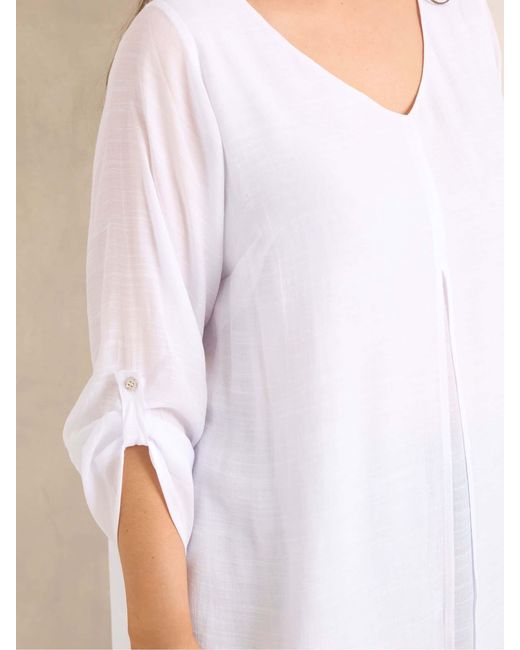 Evans White Long Sleeve Double Layer Top