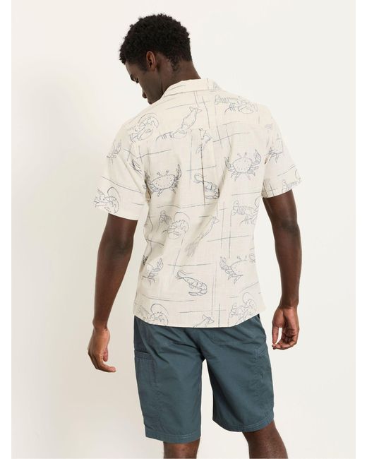 FatFace Natural Fatface Short Sleeve Seafood Print Shirt for men