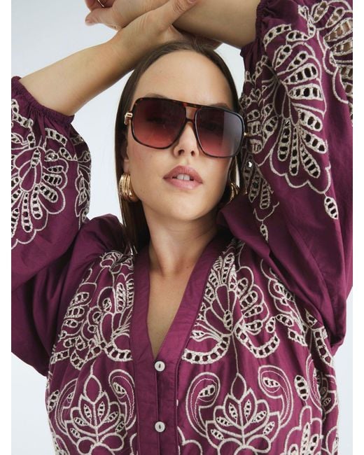 River Island Purple Broiderie Shirt Dress