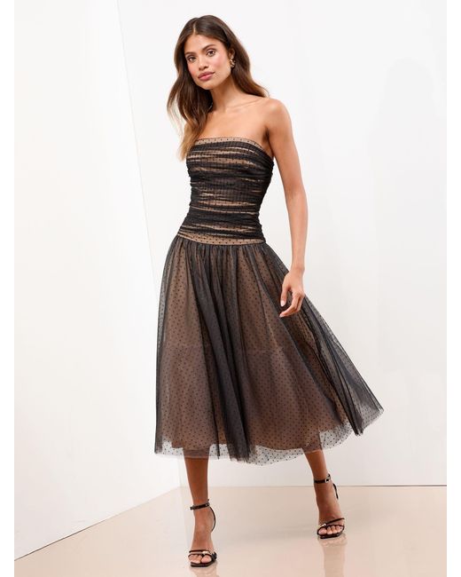 Lipsy Premium Ruched Bandeau Prom Dress | Lyst