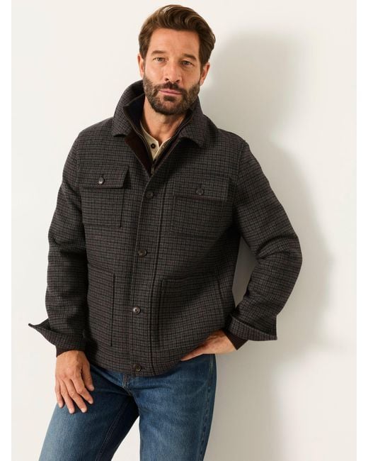 FatFace Gray Fatface Charcoal Check Shacket for men
