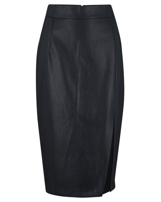 Pour Moi Blue Elise Faux Leather Midi Pencil Skirt
