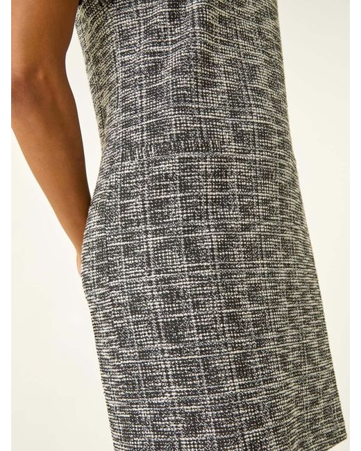 Roman Black Textured Stretch Shift Dress