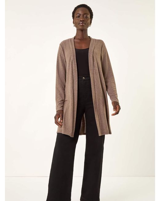 Roman Brown Longline Knit Cardigan