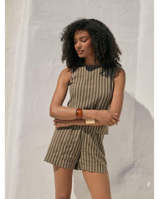 Threadbare Brown Stripe Shell Top
