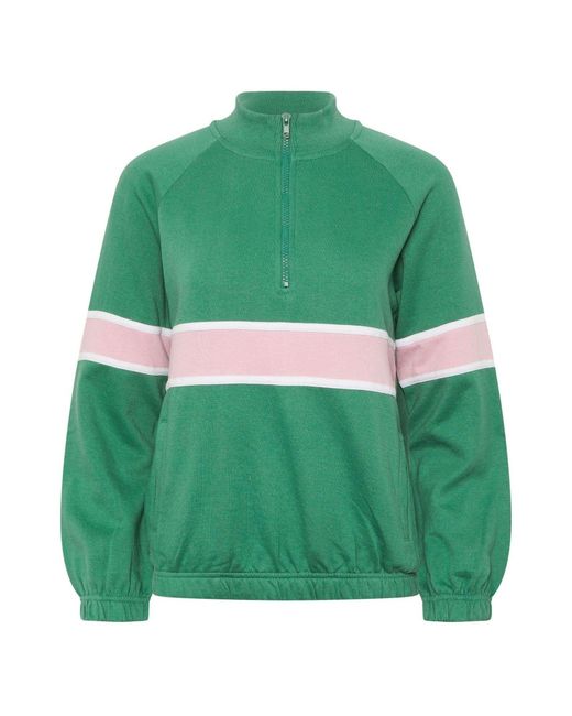 PixieGirl Petite Green Retro Stripe Quarter Zip Jacket