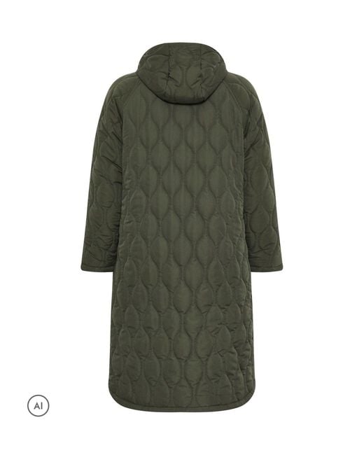 Evans Green Quilted Longline Coat