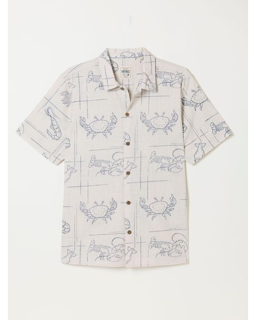 FatFace Natural Fatface Short Sleeve Seafood Print Shirt for men