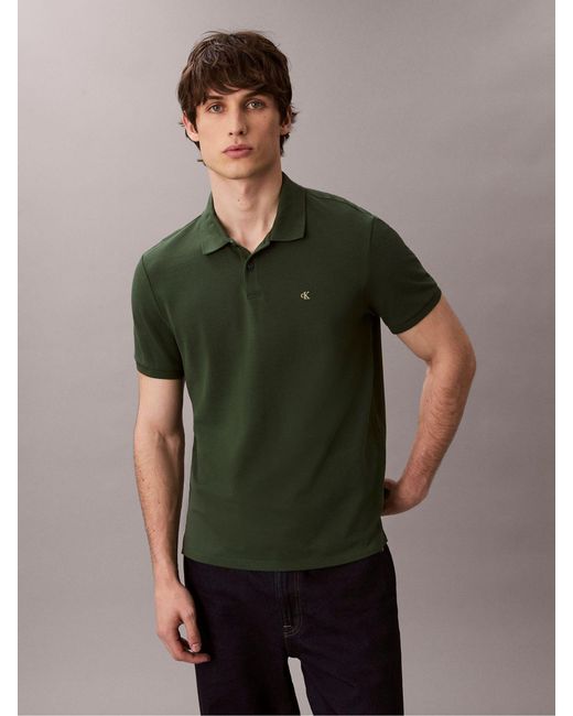 Calvin Klein Green Cotton Pique Classic Polo Shirt for men