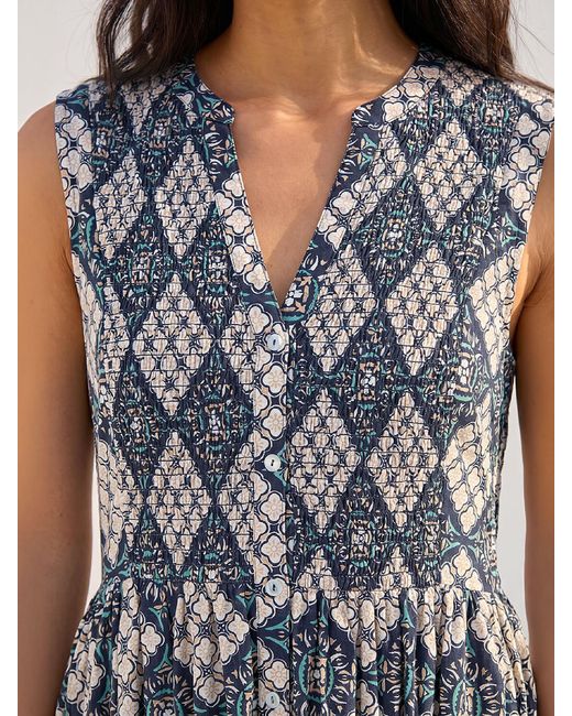 Roman Blue Button-Down-Kleid