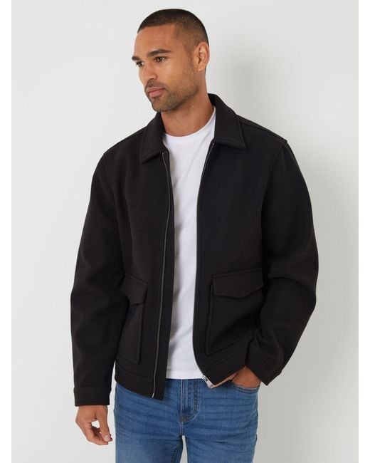 Threadbare Blue Brushed Collared Lightweight Utility Jacket for men