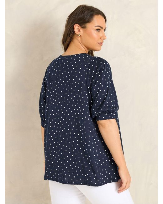Evans Blue Slub Button Through Top