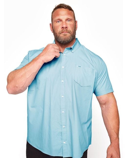 BadRhino Big & Tall Blue Short Sleeve 100% Cotton Oxford Shirt for men
