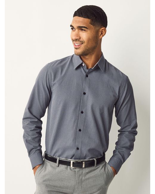 Next Blue Cotton Rich Trimmed Textured Shirt for men