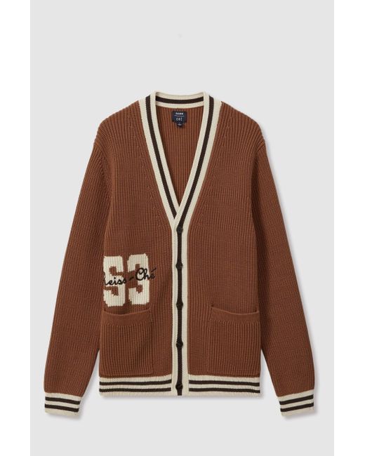 Reiss Push Ché College-Cardigan Mit Stickerei in Brown für Herren