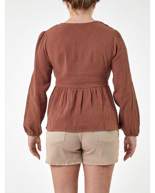 Roman Red Crochet Buttoned Blouse