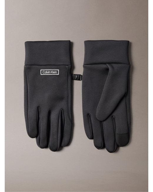 Calvin Klein Black Technical Stretch Touchscreen Gloves for men