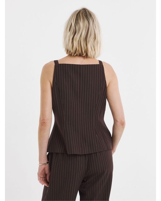 JD Williams Brown Stripe Button Top