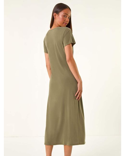 Roman Green Petite Twist Front Midi Dress