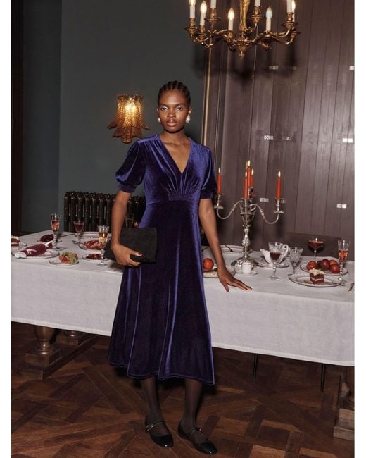 Hobbs Dormer Velvet Dress in Blue | Lyst