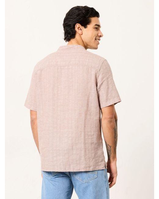FatFace Natural Fatface Bugle Short Sleeve Grandad Popover Shirt for men