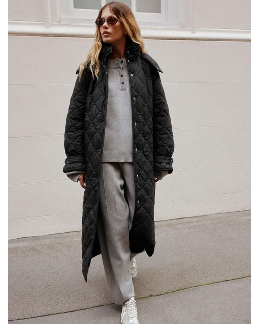 Next Black Long Quilted Jacket