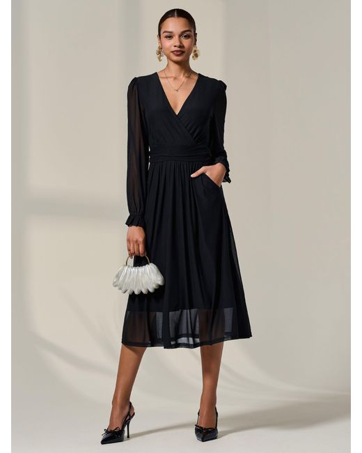 cocktail dress with sheer sleeves Long Formal Ruffle Sleeve Chiffon Evening Bridal gowns youll stand out among Vintage Pooh Christmas pinafore Size:6-12M Romper