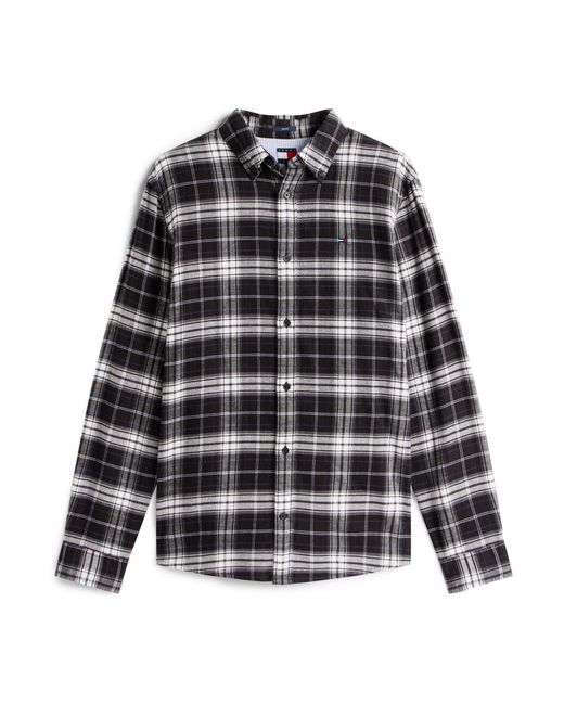 Tommy Hilfiger Black Regular Fit Check Flannel Shirt for men