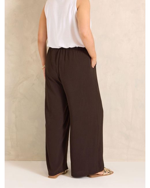 Evans Brown Pull On Crepe Trousers