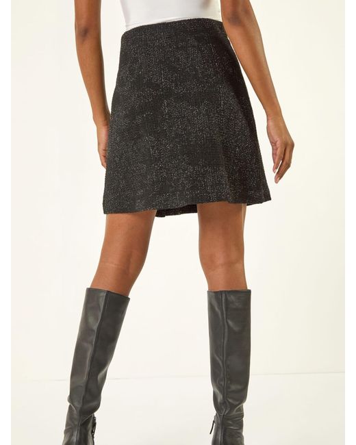 Roman Black Pleated Box Button Skirt