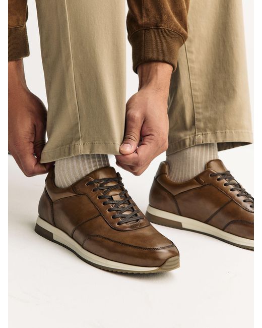 Next Brown Smart Leather Trainers for men