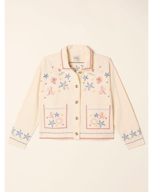 FatFace Natural Fatface Petite Shells Embroidered Jacket