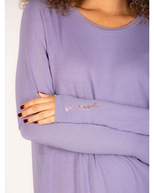 Pineapple Purple Script Long Sleeves Top