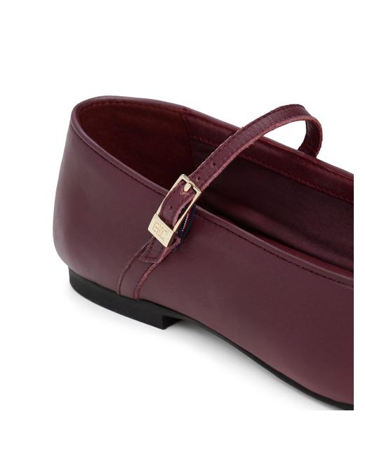 Tommy Hilfiger Purple Leather Mary Jane Ballerinas