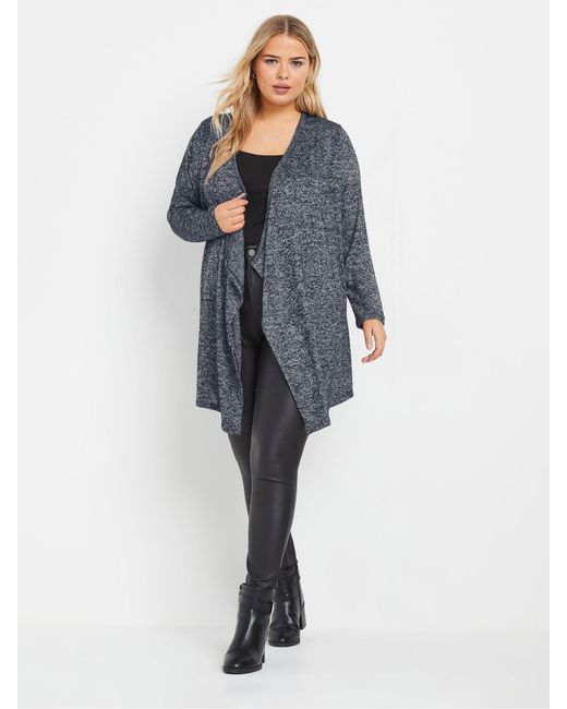 Yours Curve Blue Strickjacke Mit Wasserfallausschnitt Und Weichem Tragegefühleu 46 (Uk 18)