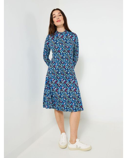 Joe Browns Blue Printed High Neck Mini Dress