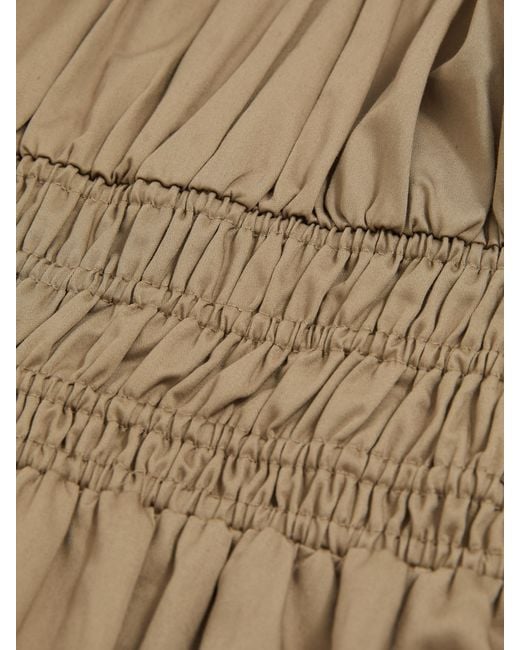 Reiss Natural Anouk - Khaki Cotton Craft-stitch Shirred Midi Dress, Us 12