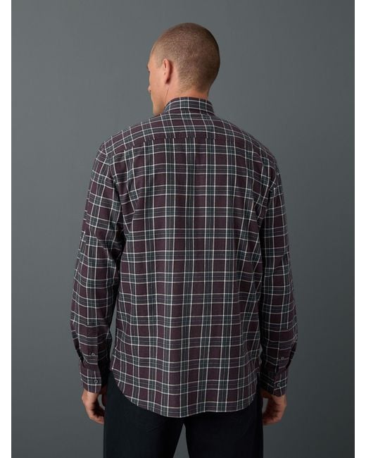 Next Black Regular Fit Check Soft Touch 100% Cotton Smart Long Sleeve Shirt for men