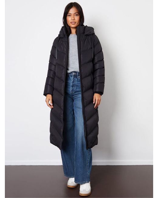 Threadbare Blue Padded Maxi Coat