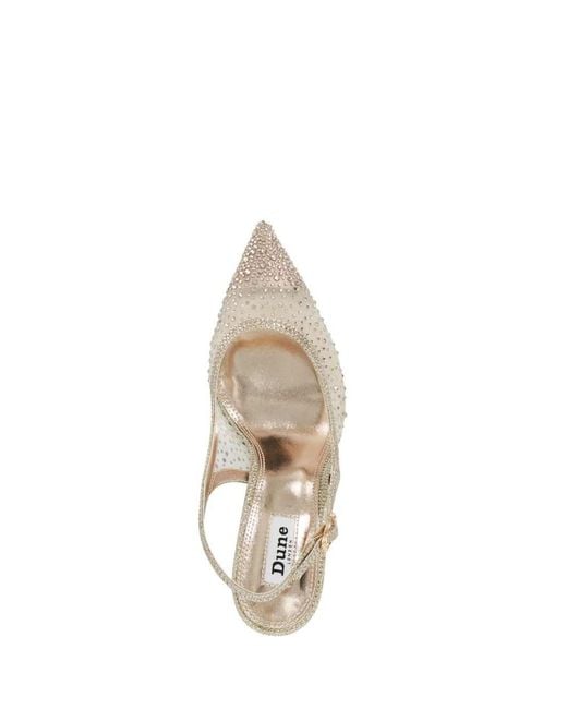 Dune White Compassionate Metalised Fibre Kitten Sling Back Heels