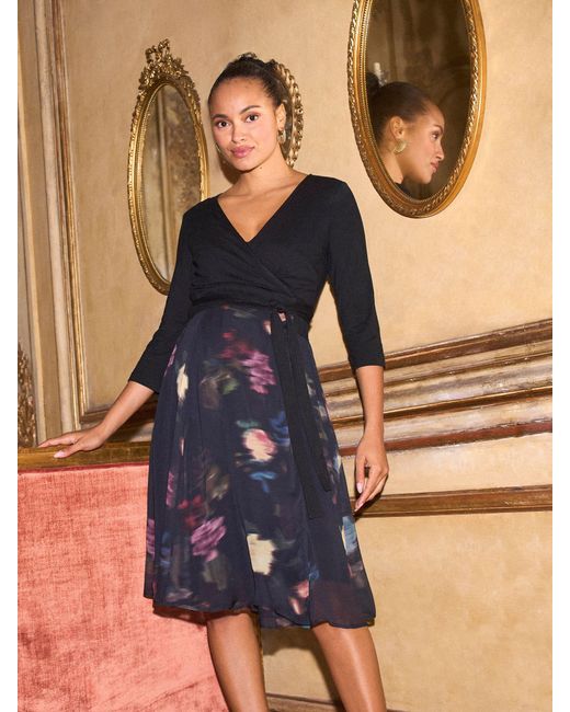 Seraphine Blue Maternity & Nursing Wrap Dress