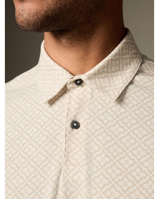 Next Brown Short Sleeve Print Polo Shirt for men